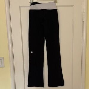 lululemon athletica Black and White Criss Cross Waist Flare Leggings